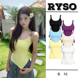Áo Hai Dây Nữ Có Mút Ngực Thun Gân Co Giãn Ôm Body Đính Hạt Phối Dây Cá Tính Mặc Đi Chơi 2S04 RYSO