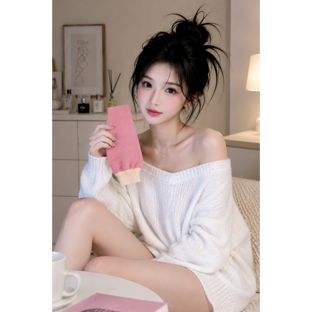 [mua 5 tặng 1] Găng tay tắm tẩy tế bào chết nội địa Trung vừa làm bông tắm, vừa tẩy da chết.