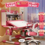 Bàn học trẻ em E06 Có kệ sách mới cho bé Nâng cấp ghế xoay 360 độ có bánh xe Nâng hạ linh hoạt — ảnh 2