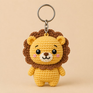 Móc Khóa Len Lendo Các Con Vật Sư Tử Đại Bàng Lửng Mật Hà Mã 9cm Handmade Crochet Treo Cặp Balo Túi Xách