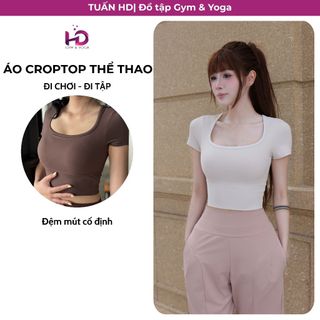 Áo Croptop Tập Gym, Thể Thao model TXB62013.2013 Tuấn HD, Cổ U Có Đệm Mút Nâng Đỡ Tập Gym Yoga