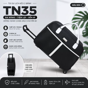 TN35 - Túi Du Lịch Kéo 2 Bánh Đa Năng 59cm, Túi Xách Có Cần Kéo Gấp Gọn, Túi Hành Lý Xách Tay Chống Nước Đi Du Lịch, Côn