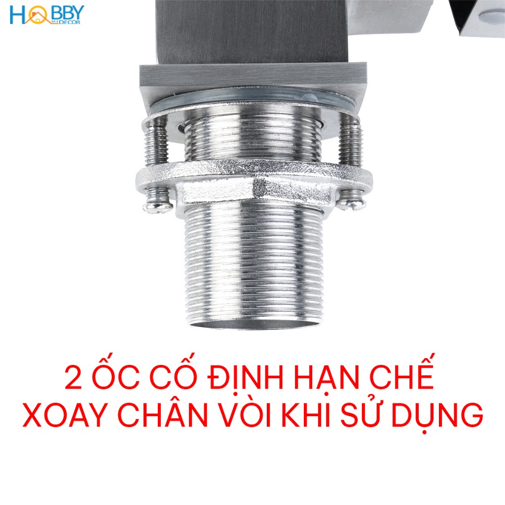 Vòi nước rửa chén nóng lạnh Inox 304 đế vuông HOBBY Home Decor RCD2