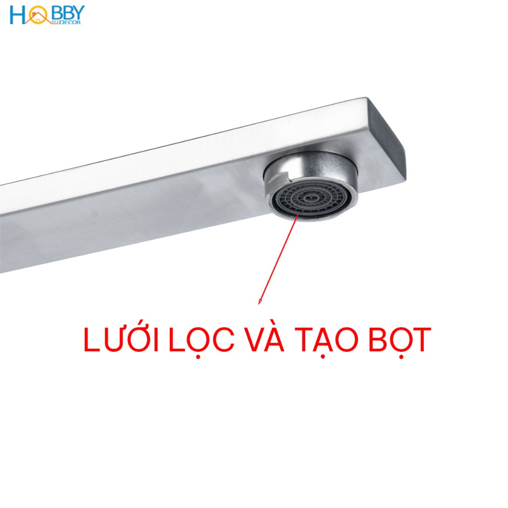 Vòi nước rửa chén nóng lạnh Inox 304 đế vuông HOBBY Home Decor RCD2