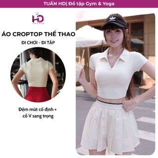 Áo Croptop Tập Gym, Thể Thao, Mặc Hàng Ngày Tuấn HD model 6134 Cổ V Sang Trọng Thoải Mái