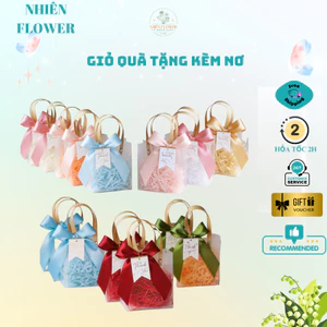 Giỏ Quà Tặng Kèm Nơ Trang Trí, Hộp Vuông Trong Suốt,Quà Tặng Handmade,Trang Trí Sự Kiện, Sinh Nhật