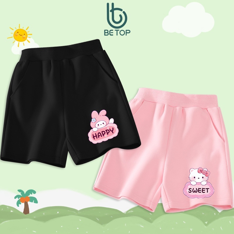 Quần Short Bé Gái BETOP, Quần Đùi Cotton Cạp Bo Cao Cấp, Mềm Mịn Thoáng Khí Cho Bé 12-45kg