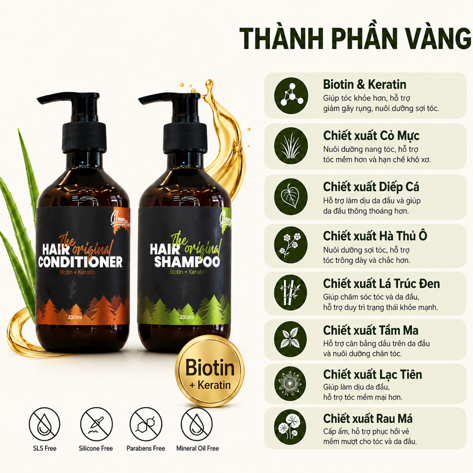Dầu Gội và Dầu Xả Bổ Sung Biotin & Keratin The Original Hair Shampoo - Conditioner 330ml | BigBuy360 - bigbuy360.vn