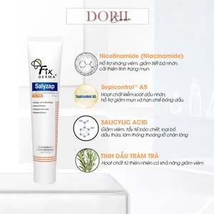 Gel Giảm Mụn Fixderma Tẩy Tế Bào Chết Dưỡng Ẩm Dịu Da Salyzap Gel For Acne 20g (Dùng ban ngày)