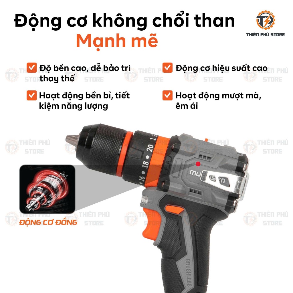 Thân Máy Khoan Pin MULINSEN MS-CD1060| Lực Siết 60Nm – Đầu Kẹp 13mm – Tốc Độ 1500v/p | Đảo Chiều – Bảo Hành 6 Tháng