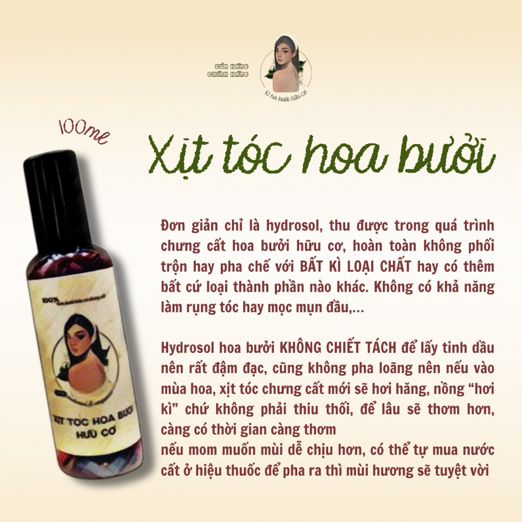 [𝟭𝟬𝗵𝗮buoihuuco] Xịt Mọc Tóc Hoa Bưởi Hữu Cơ - XỊT NHIỀU LẦN TRONG NGÀY - KHÔNG BẾT - không hương liệu không hạn sử dụng