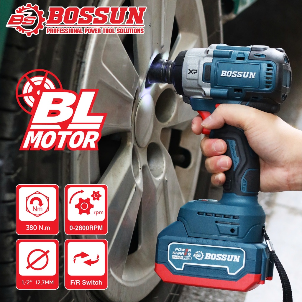 Máy siết bulong Bossun BS-IW380CP Lực siết 380Nm - Không chổi than Đầu đa năng 12,7mm