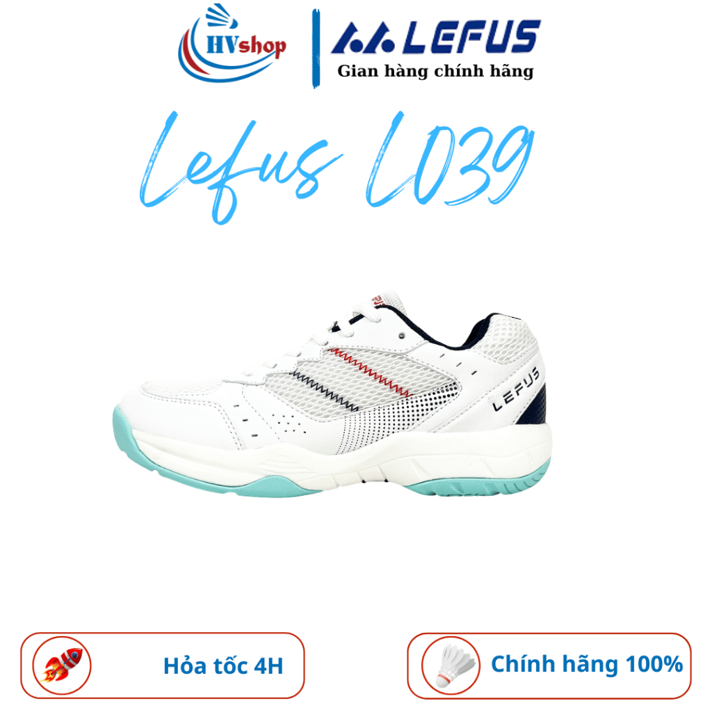 Giày cầu lông Lefus L039 chính hãng, màu trắng chủ đạo, thiết kế nhiều lỗ thoáng khí - HVShop