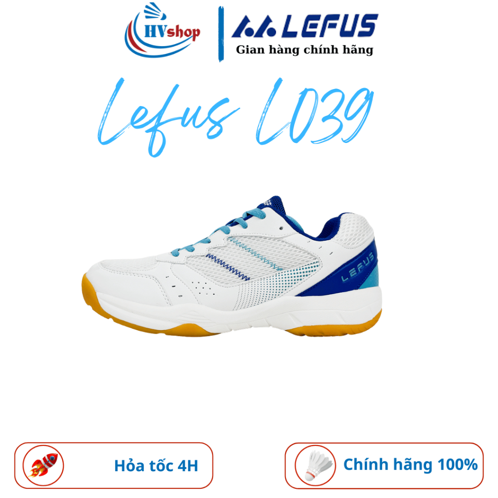 Giày cầu lông Lefus L039 chính hãng, màu trắng chủ đạo, thiết kế nhiều lỗ thoáng khí - HVShop