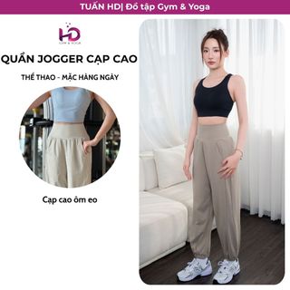 Quần Jogger nữ bo gấu tập gym, yoga mặc hằng ngày model: 99104.101 Tuấn HD chất thun poly co giãn