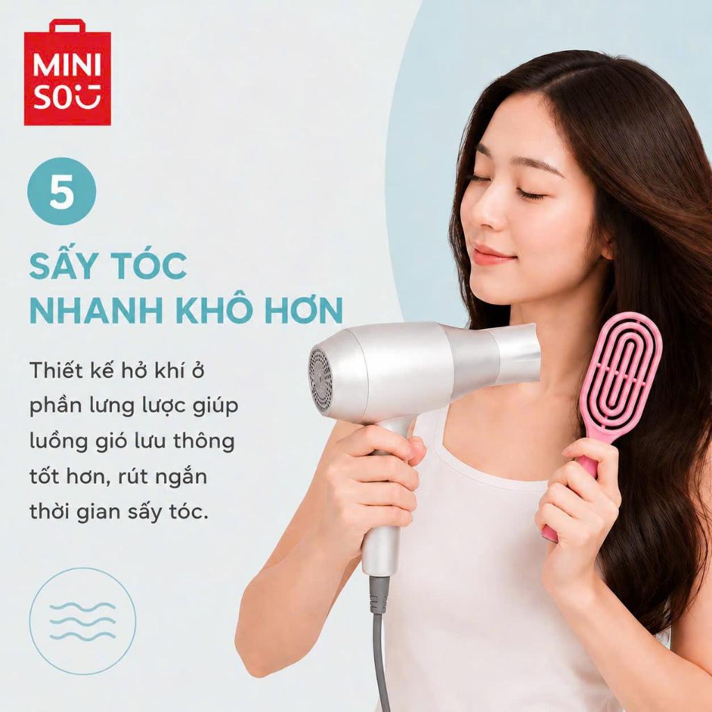MINISO Lược Gỡ Rối Tạo Phồng Chân Tóc, Massage Da Đầu, Thiết Kế Rỗng Thoáng Khí, Chải Êm Ái, Phù Hợp Mọi Loại Tóc