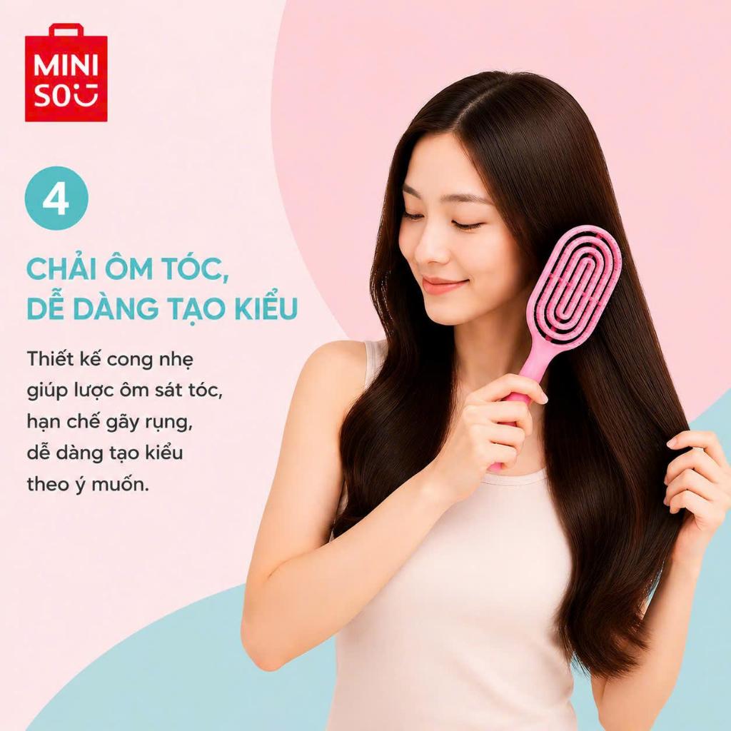 MINISO Lược Gỡ Rối Tạo Phồng Chân Tóc, Massage Da Đầu, Thiết Kế Rỗng Thoáng Khí, Chải Êm Ái, Phù Hợp Mọi Loại Tóc