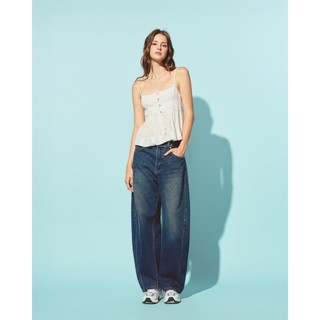 CARA Quần jean dài nữ Cerul ống rộng màu wash cá tính