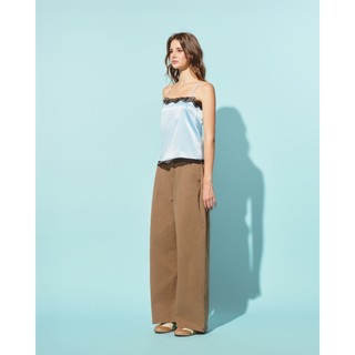 CARA Áo lụa kiểu Dain dáng 2 dây form rộng phối ren trendy