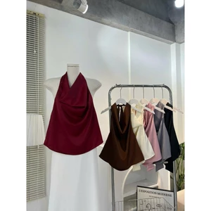 Áo Yếm Cổ Đổ Satin Cao Cấp YENI TOP - Áo Kiểu Nữ Sang Trọng Hở Lưng Phong Cách Hàn Quốc