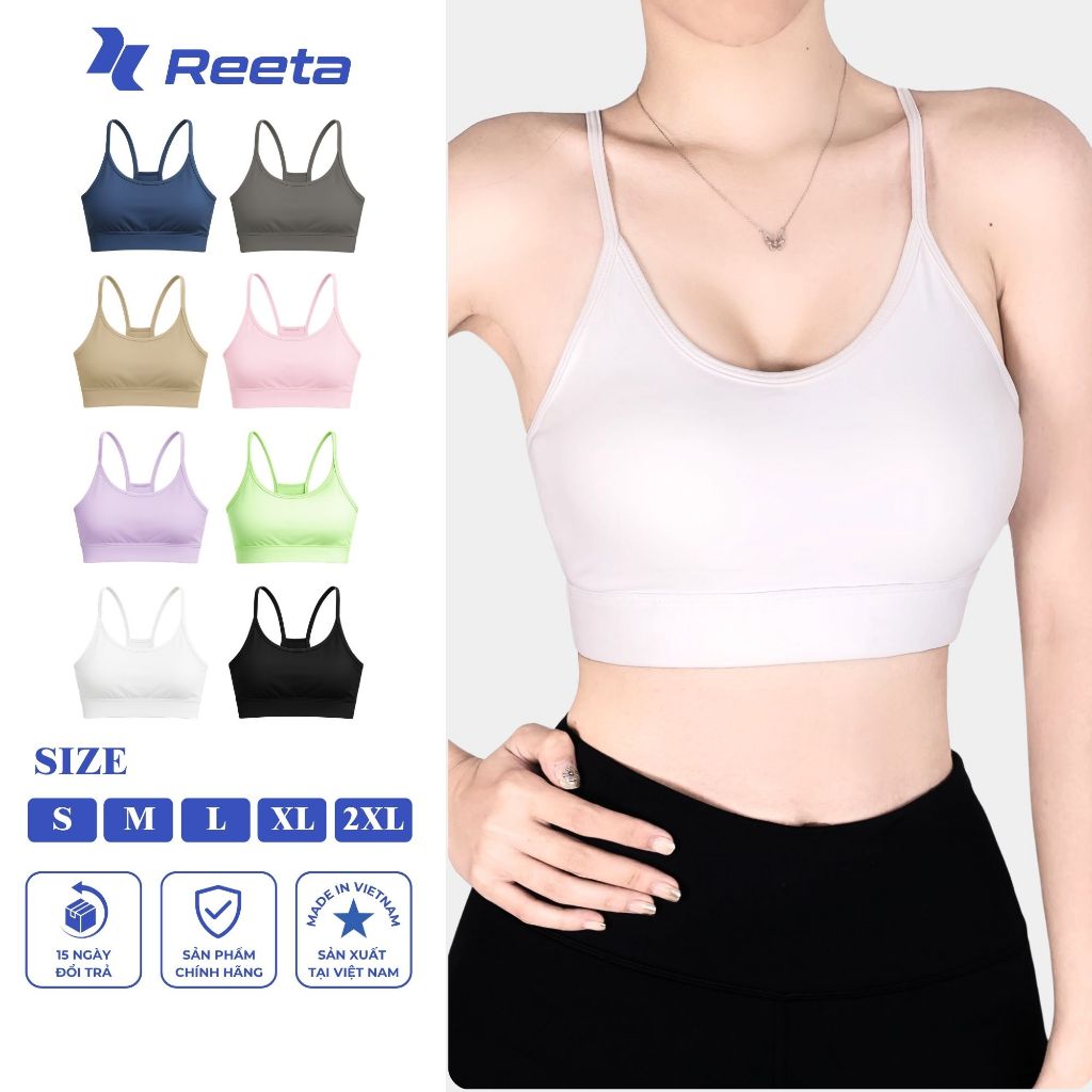 Áo bra dây thê thao nữ REETA tập gym,yoga,aerobic,pickleball...có mút định hình,chất vải dày dặn do giãn - A010