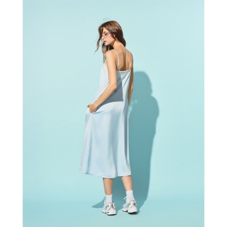 CARA Đầm lụa nữ Edsel dáng midi 2 dây phối ren đơn giản
