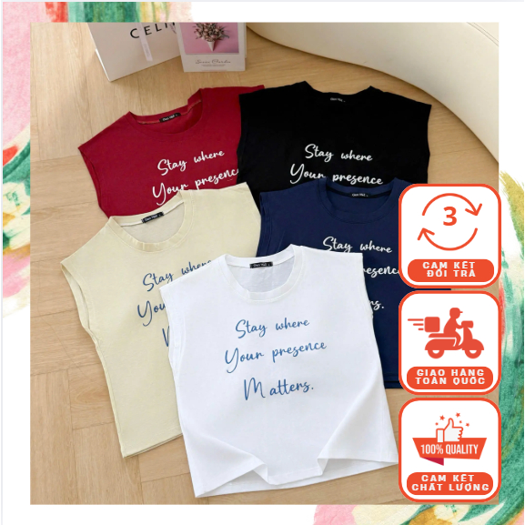 Áo Thun Nữ Tay Hến Master In Chữ Màu Sắc Trẻ Trung Form Vừa Tôn Dáng