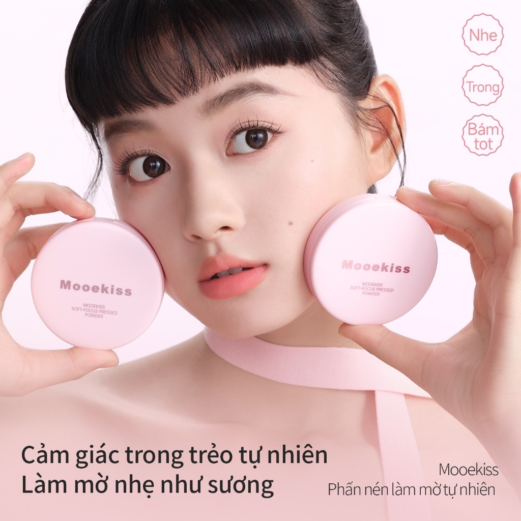 [HOT] Phấn Nén Kiềm Dầu Mooekiss H01 Khóa Nền Giữ Màu 24H, Làm Mờ Khuyết Điểm Cho Hàng Ngày (9g)