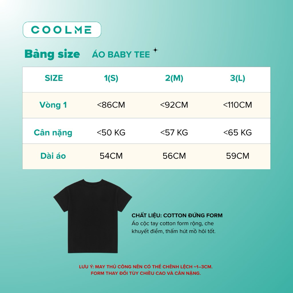 Áo thun baby tee nữ trơn basic form vừa cổ bo chun chất cotton co giãn thấm hút mồ hôi Coolme -BBT