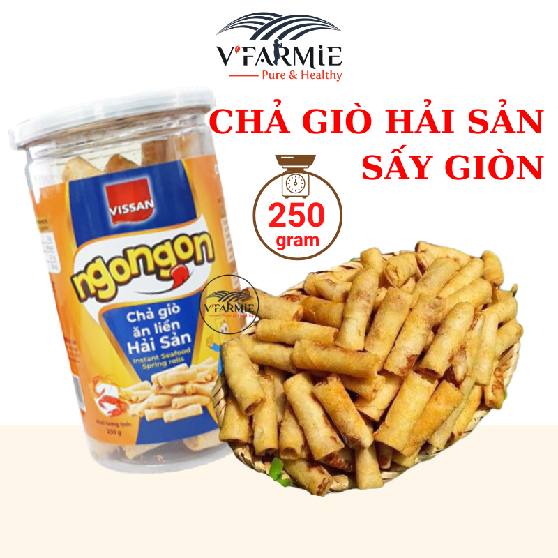 Chả giò sấy giòn ăn liền hải sản hộp 250g - Chả giò ALNN Hải sản Vissan 250g