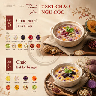 Set nấu cơm, cháo 7 ngày, cháo ngũ cốc 7 vị dưỡng sinh sống khoẻ, mát gan, bổ tỳ vị tặng 100g táo đỏ