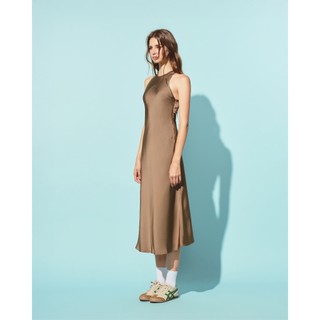 CARA Đầm lụa Lian cổ yếm dáng midi đơn giản nữ tính