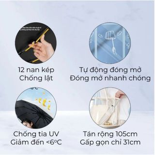 Homee.cok Ô Dù Mini Tự Động Gấp Gọn Chống Tia UV - Dù Mini Che Mưa Nắng, Siêu Nhẹ Bỏ Túi Du Lịch Hằng Ngày