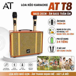 Loa Kéo Karaoke AT T8 Bass 20cm, Âm Bass Trầm Ấm, Thích Hợp Mang Đi Du Lịch, Dã Ngoại, Hát Karaoke Ngoài Trời, Gia Đình