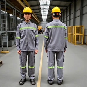 BỘ QUẦN ÁO BẢO HỘ LAO ĐỘNG TAY DÀI MÀU XÁM CÓ PHẢN QUANG - ĐỒ BẢO HỘ CÔNG TRÌNH XÂY DỰNG, KỸ THUẬT, KHO