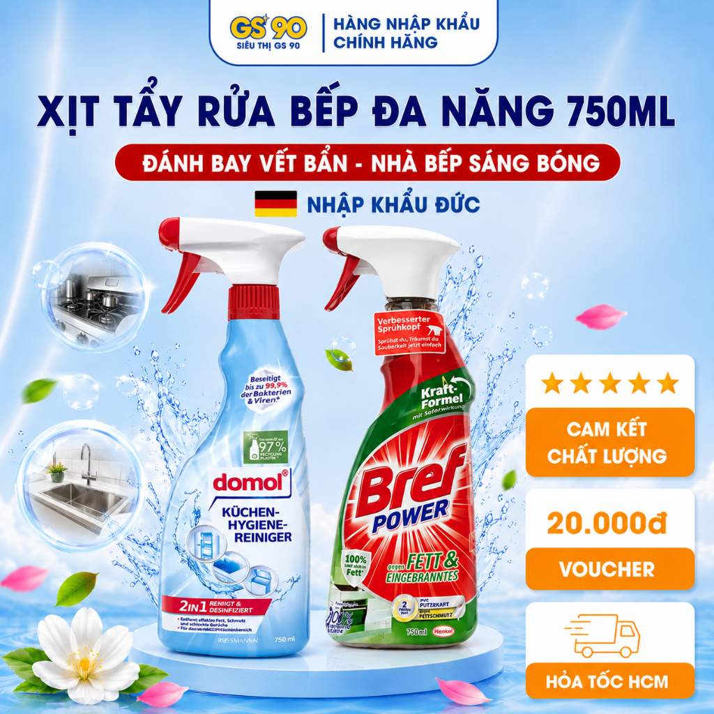 Chai xịt tẩy rửa bếp đa năng Denkmit Power-Fettlöser Multi-Power 4 750ml hàng Đức Chính Hãng
