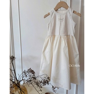 [B&G] Đầm váy sát nách trắng kem dáng dài cho bé gái đi biển đi chơi mùa hè từ 10-45kg(2-12 tuổi)