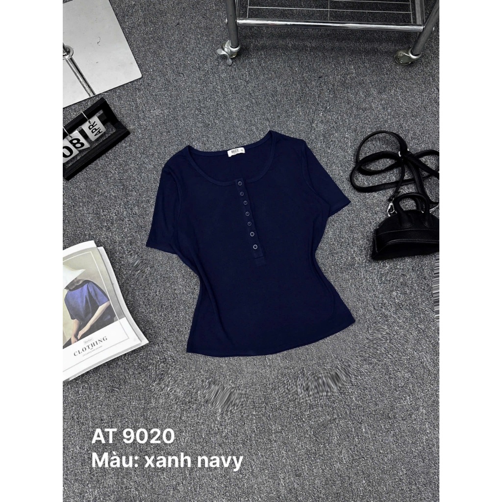 Áo Thun Nữ Bigsize 55-85kg Cổ Tròn Đính Cúc, Áo Phông Borip Co Giãn Mềm Mịn AT9020