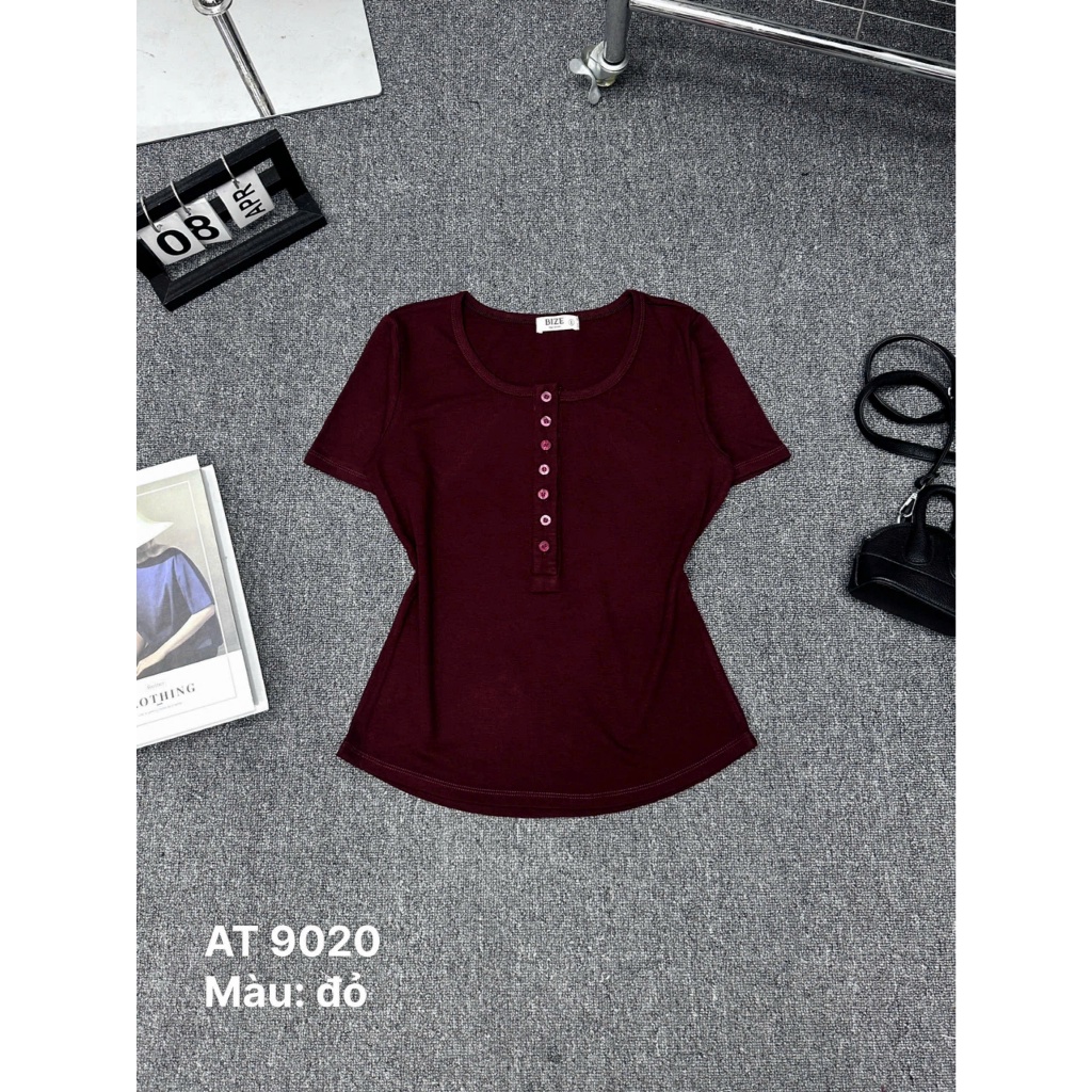 Áo Thun Nữ Bigsize 55-85kg Cổ Tròn Đính Cúc, Áo Phông Borip Co Giãn Mềm Mịn AT9020
