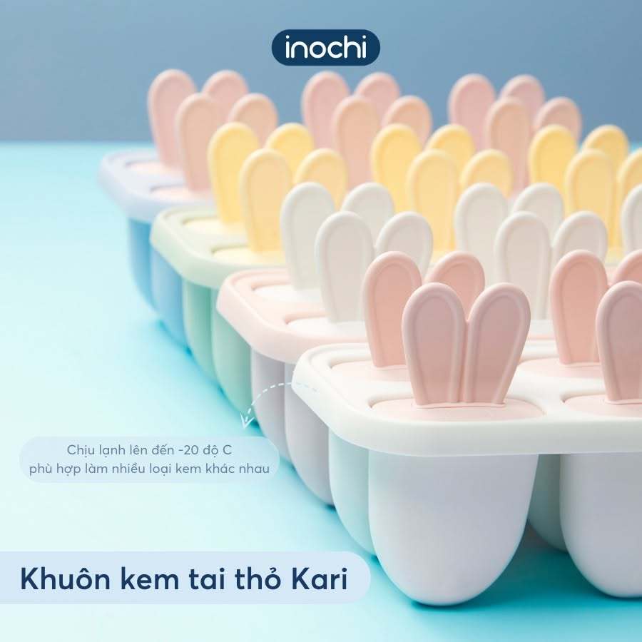 Khuôn làm kem Kari Inochi nhựa nguyên sinh, làm kem que cho bé, dễ dàng tách kem khỏi vỉ, tiện lợi