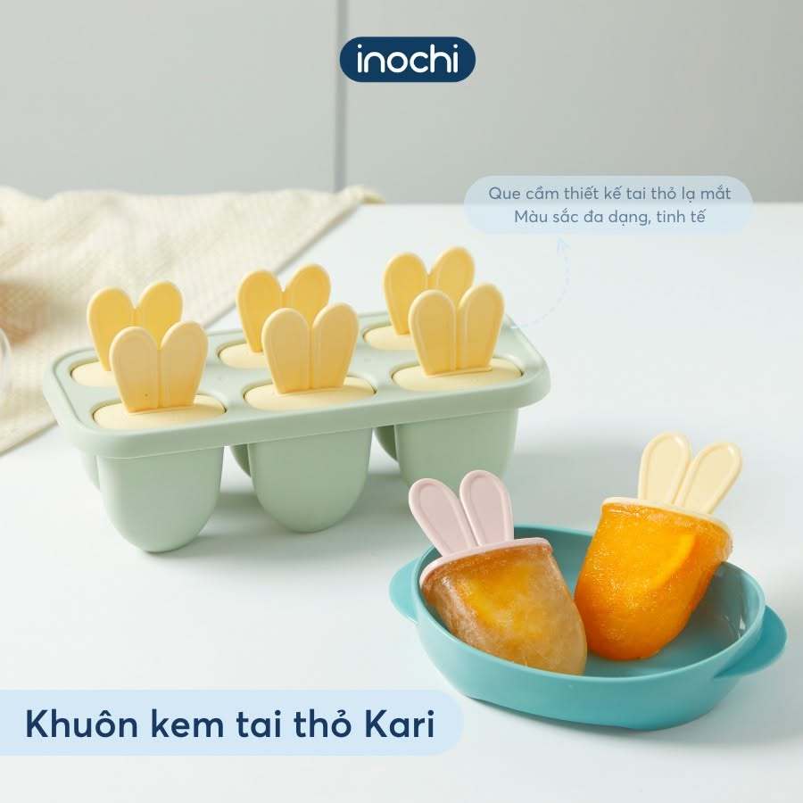 Khuôn làm kem Kari Inochi nhựa nguyên sinh, làm kem que cho bé, dễ dàng tách kem khỏi vỉ, tiện lợi