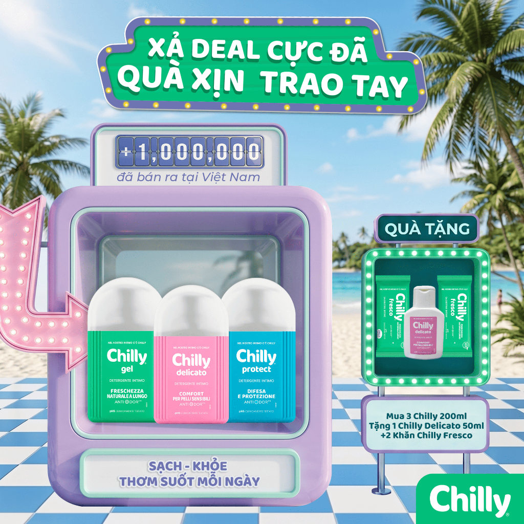 (CHĂM SÓC ĐA NĂNG) Combo 3 Dung Dịch Vệ Sinh Chilly Delicato+Gel+Protect 200ml sạch, thơm, khỏe mỗi ngày