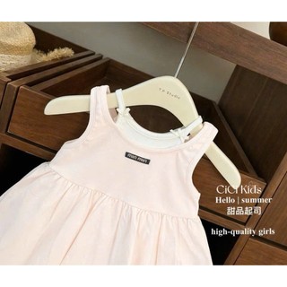 [B&G] Đầm váy thun cotton sát nách hồng mùa hè cho bé gái từ 1-10 tuổi(8-45kg)