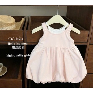 [B&G] Đầm váy thun cotton sát nách hồng mùa hè cho bé gái từ 1-10 tuổi(8-45kg)