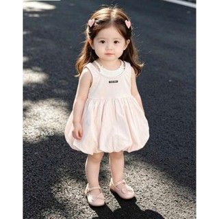[B&G] Đầm váy thun cotton sát nách hồng mùa hè cho bé gái từ 1-10 tuổi(8-45kg)