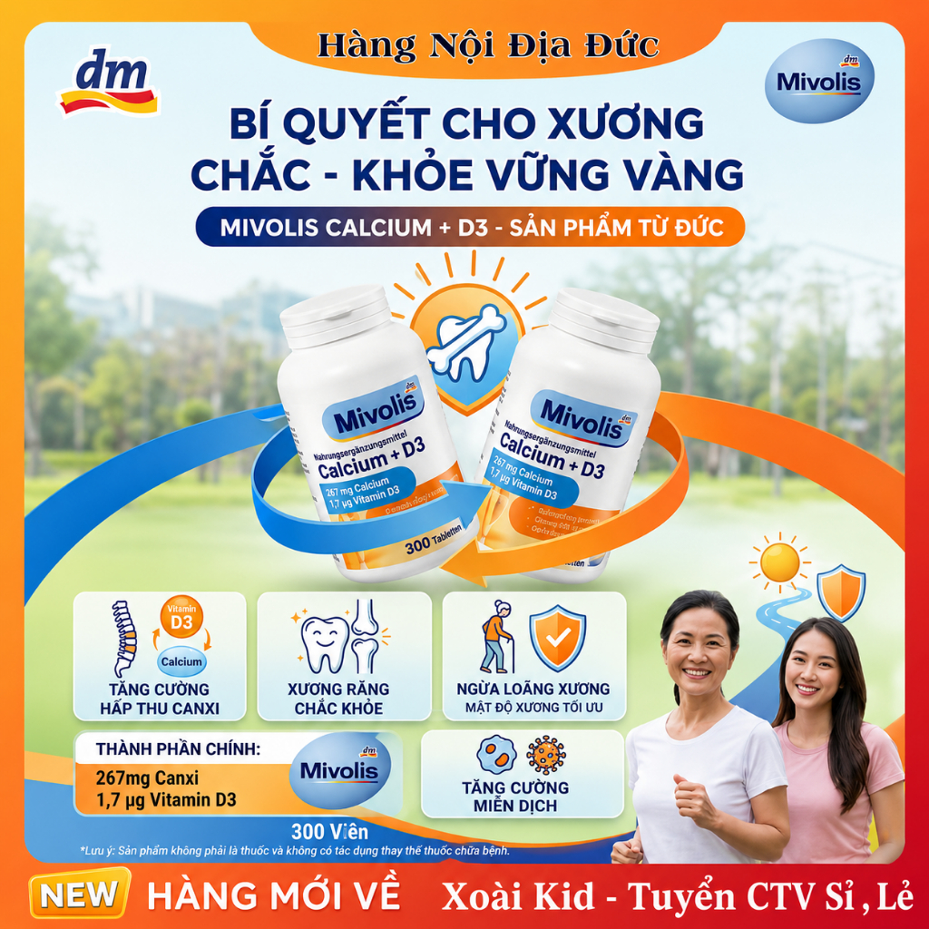 [DATE MỚI ĐỦ BILL] Viên Uống Calcium D3 Mivolis Đức hộp 300v - Nội địa Đức