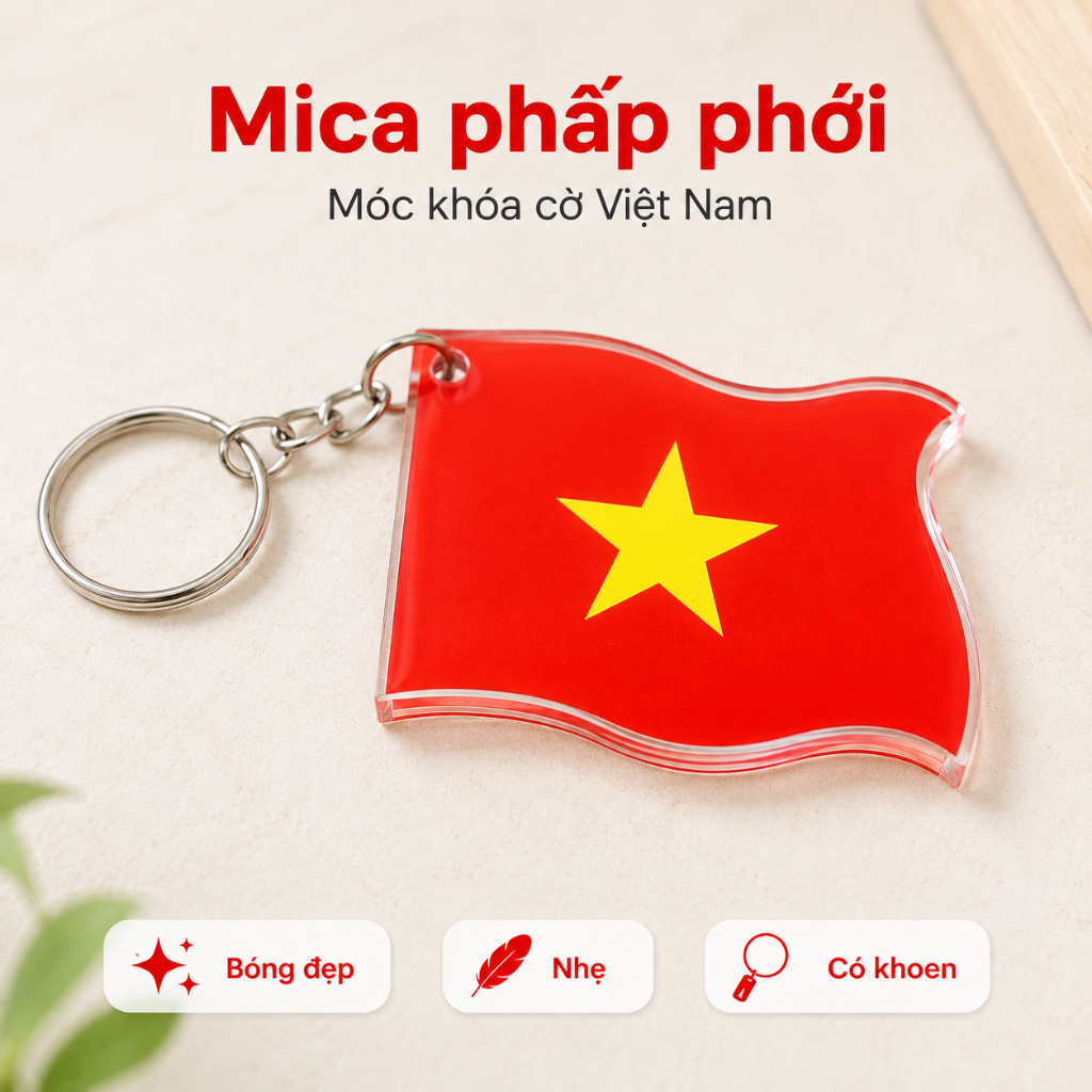 Móc Khóa Cờ Việt Nam Chất Liệu Mica Gỗ Nhỏ Xinh Tự Hào Việt - Habo Shop