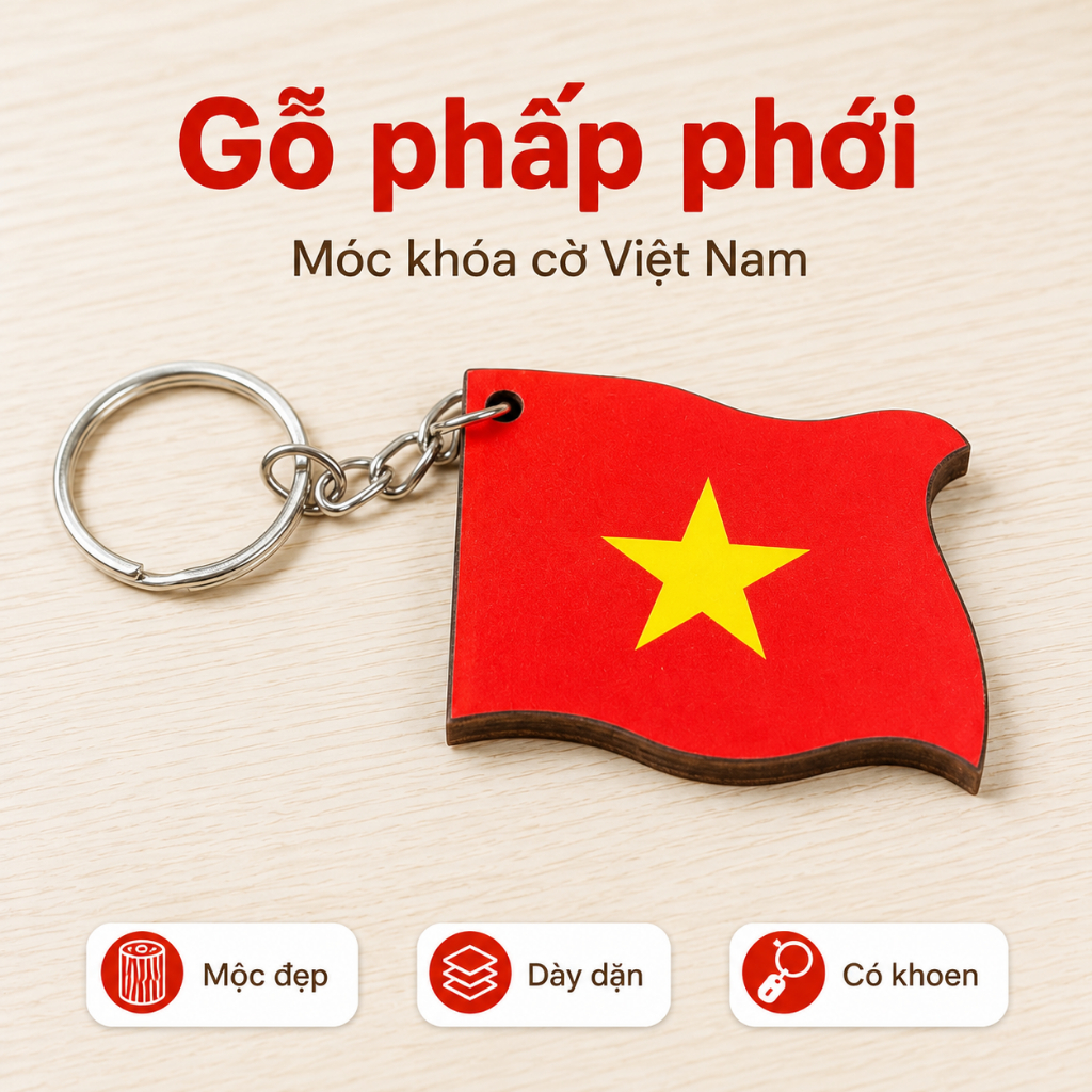 Móc Khóa Cờ Việt Nam Chất Liệu Mica Gỗ Nhỏ Xinh Tự Hào Việt - Habo Shop