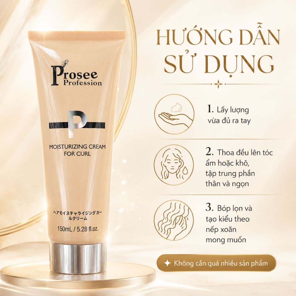 Gel Xoăn PROSEE PP1 Moisturizing Cream For Curl 150ml | Tạo Kiểu Tóc Xoăn Tự Nhiên, Bồng Bềnh Chuẩn Salon