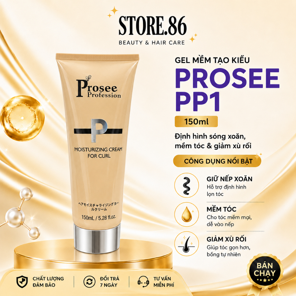 Gel Xoăn PROSEE PP1 Moisturizing Cream For Curl 150ml | Tạo Kiểu Tóc Xoăn Tự Nhiên, Bồng Bềnh Chuẩn Salon
